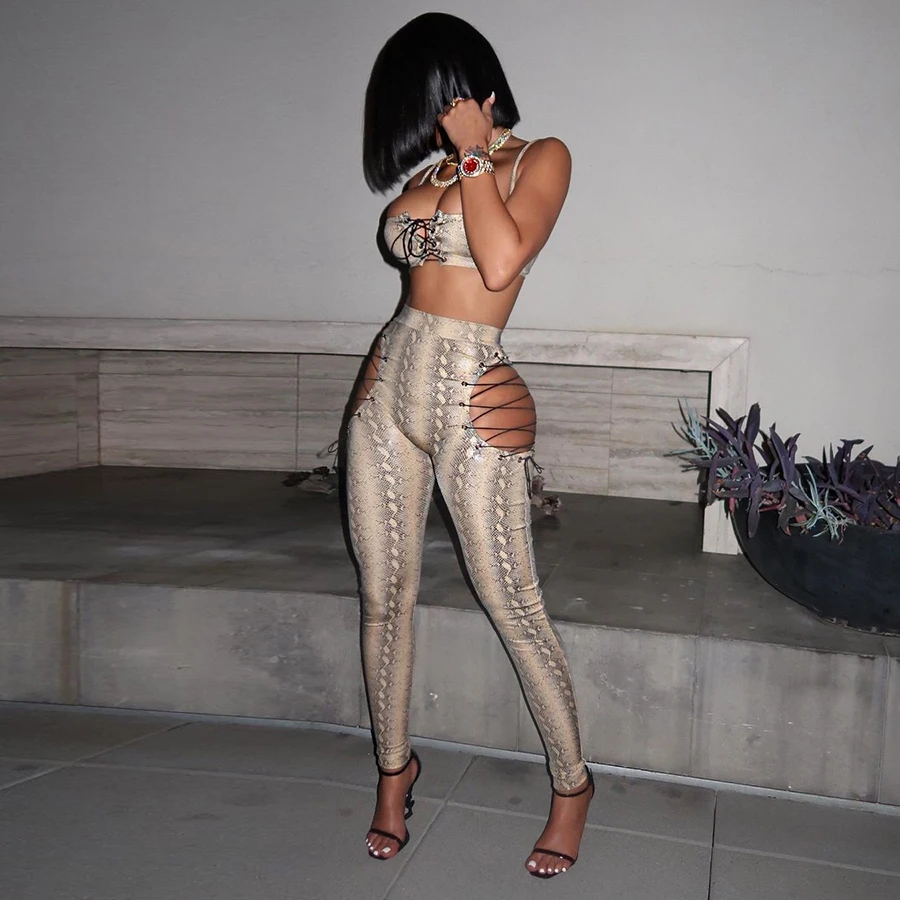 Nibber K20S10124 Сексуальная повязка с принтом, ночная Мода 2021, Новые поступления, комплект из 2 предметов для женщин