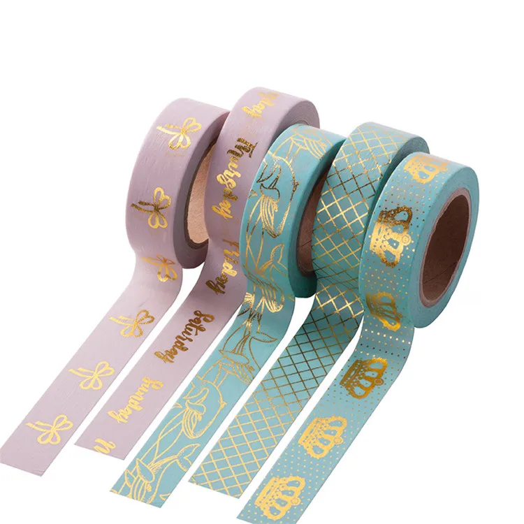 Wash Tape set Statioonery set Free Sample aquarelle scrapbook   Custom Design Washi Dispenser Masking Tape  CMYK+Gold Tape