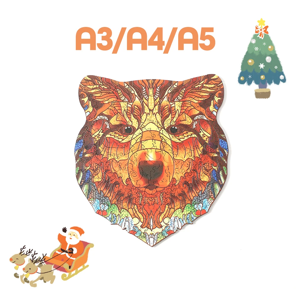 Christmas gift new ideas toy colorful cartoon kids educational bear wooden puzzle custom wooden toys