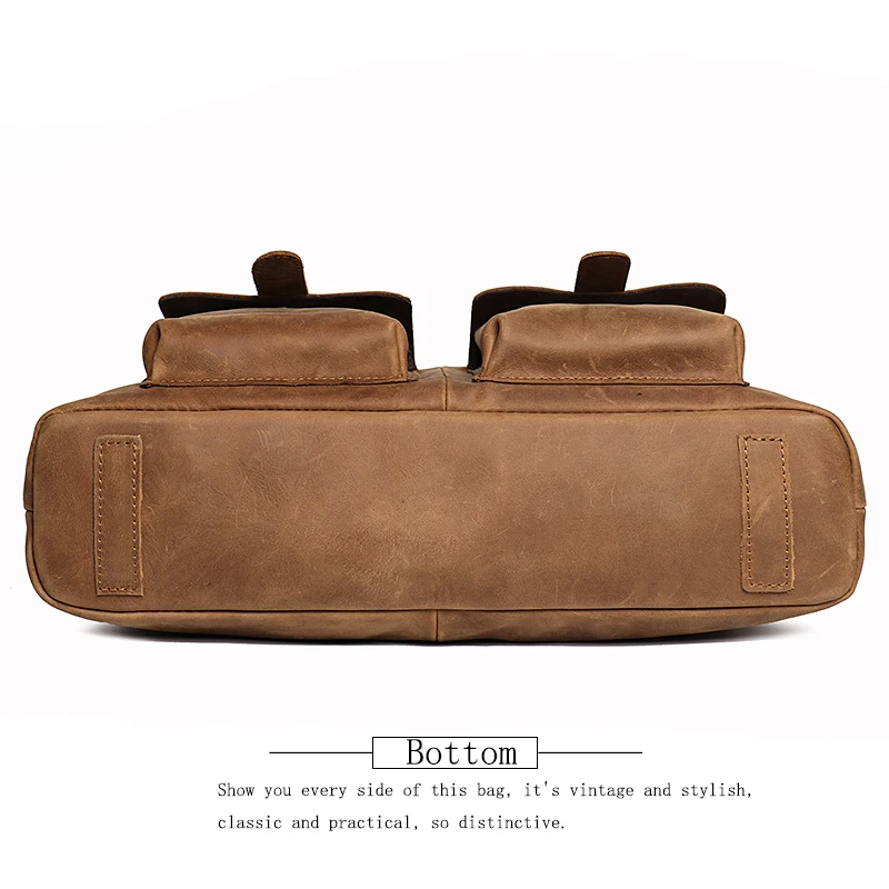Mens Messenger Bag  Vintage Genuine Leather Briefcase Large Satchel Shoulder Bag Rugged Leather Computer Laptop Bag, Brown