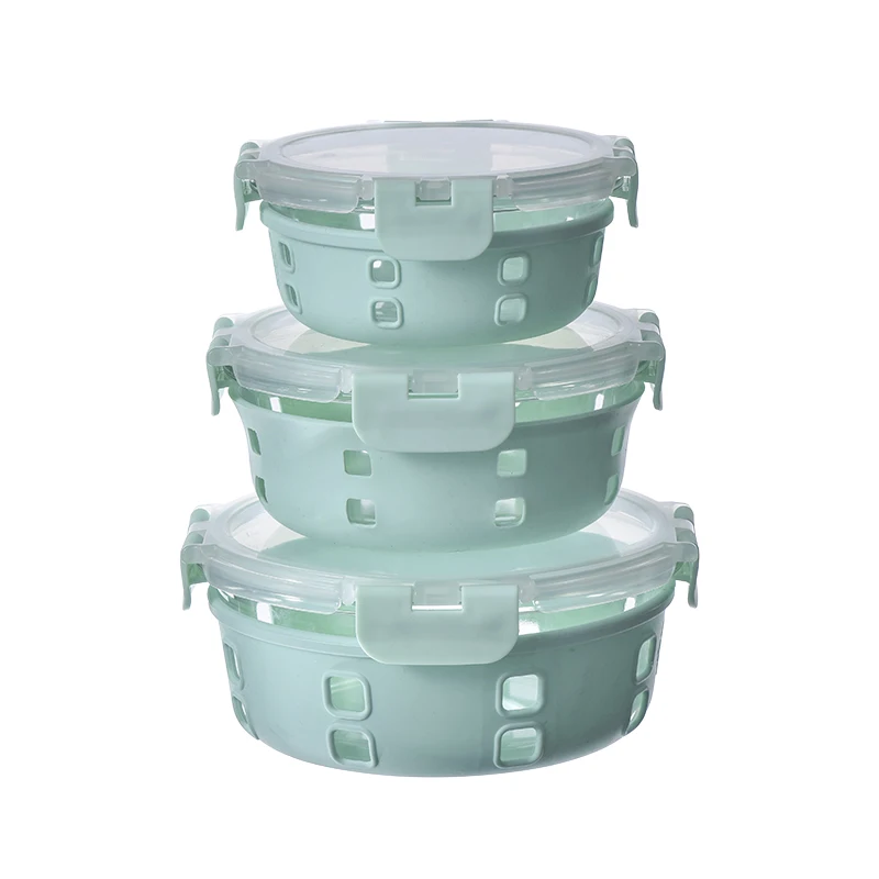 Термостойкий безопасный круглый стеклянный контейнер для пищевых продуктов