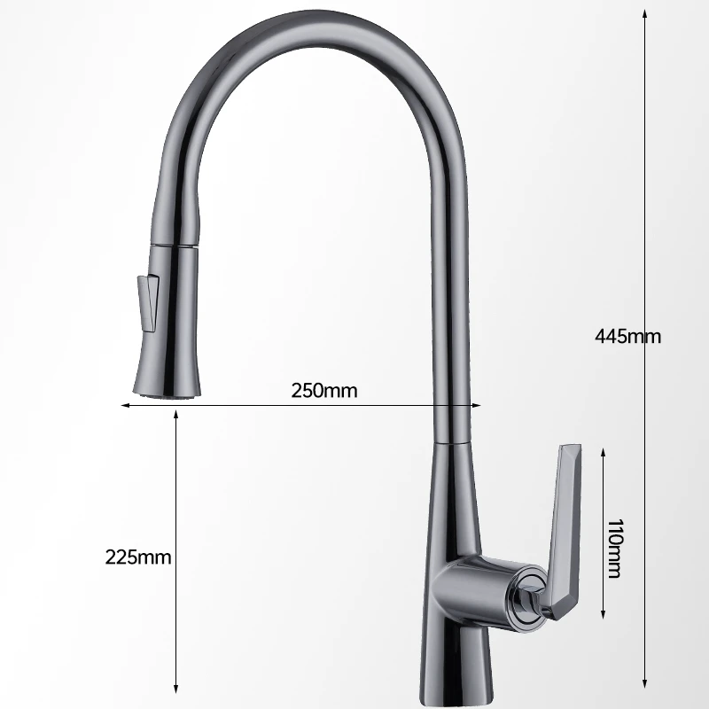 High Quality 360 Adjustable Modern Single Handle Pull-Down Kitchen Sink Faucet Brass Material Hot & Cold Water 1 Faucet