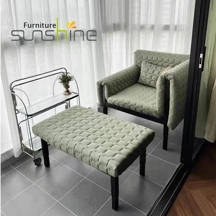 Sunshine Vintage French Lounge Chair Large Quilted Fabric Couch Beds Villa Living Room Luxury Single Double Triple Sofa Recliner