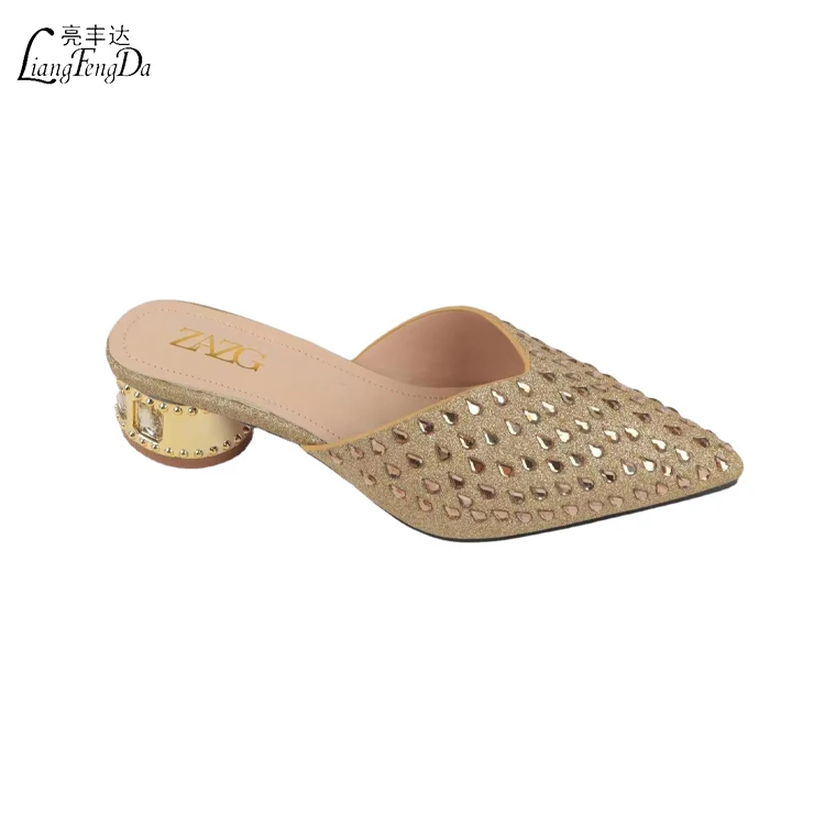 Pointed Toe Ladies Heeled Shoes Women Sandal Design Shiny Jelly Rhinestone 2024 New Luxury Office Wedding Bridal Grace PVC PU