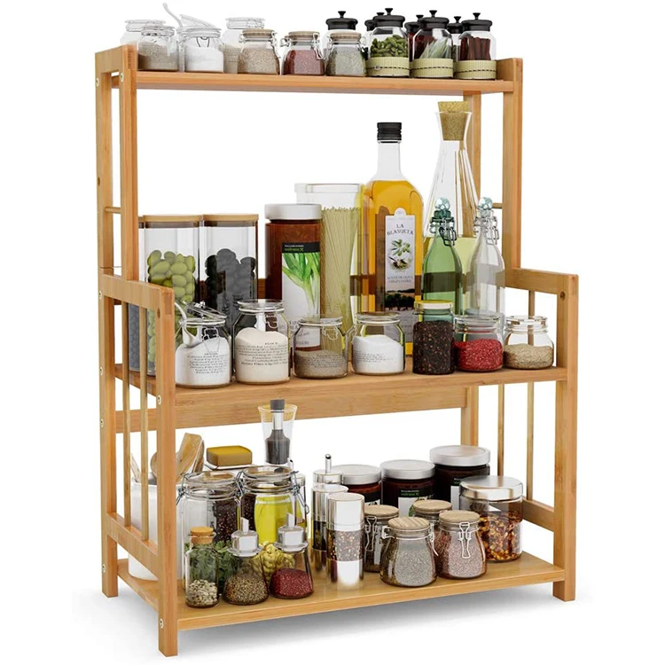 Bamboo Spice Condiment Seasoning Rack Storage Shelf