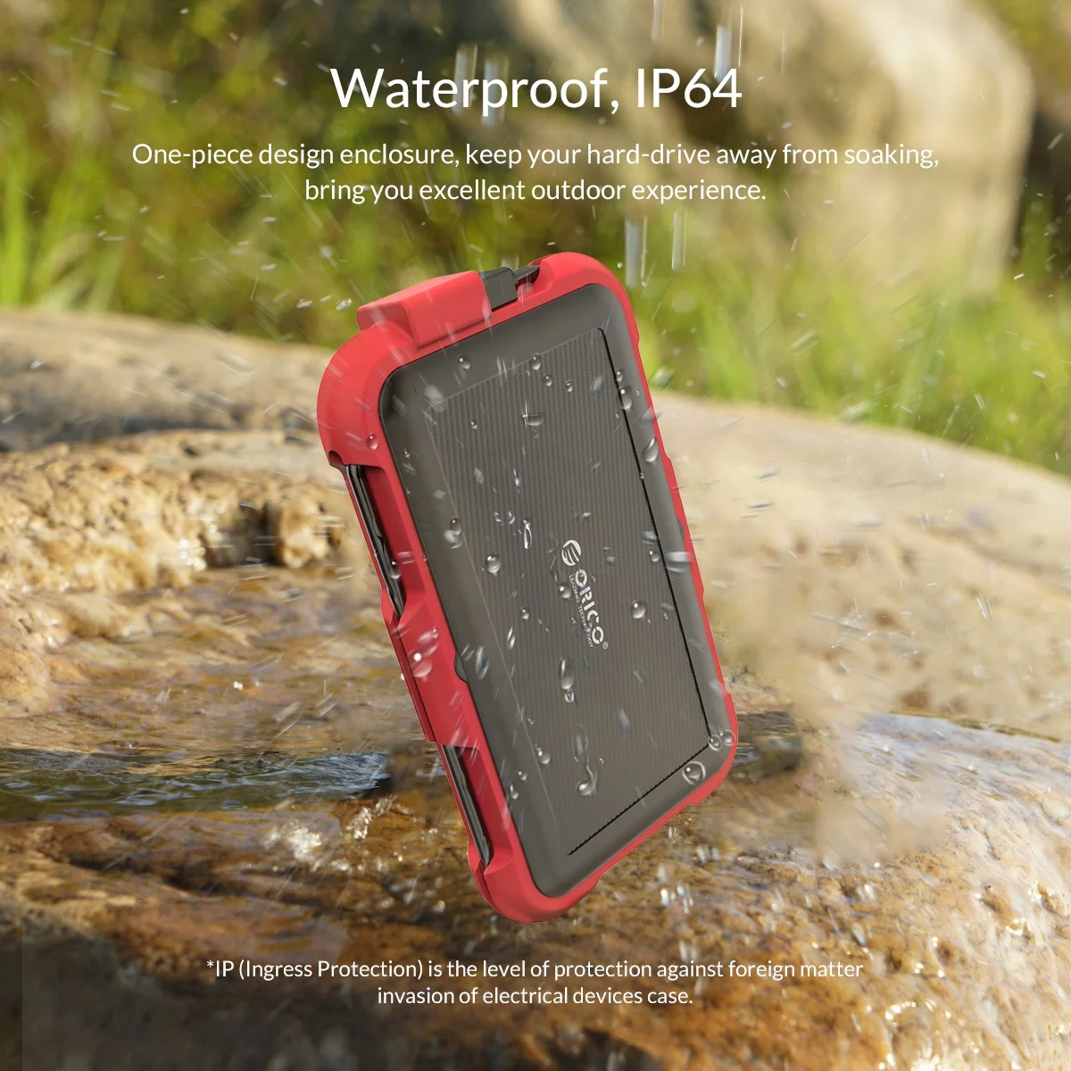  ORICO Waterproof IP64 Shockproof Silica Gel 4TB External 2.5Inch Triple-Protection HDD and SSD Enclosure
