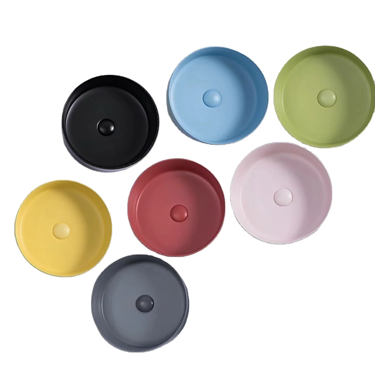 Medyag Chaozhou Factory Bathroom Wash Basin Counter Top Wash Basin Colorful  Round Wash Sink