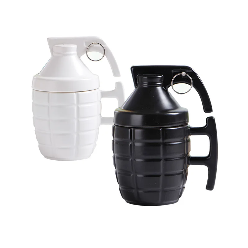 Hot Sales Novelty 3D ceramic cups hand grenade mug bomb mugs black ceramic for coffee