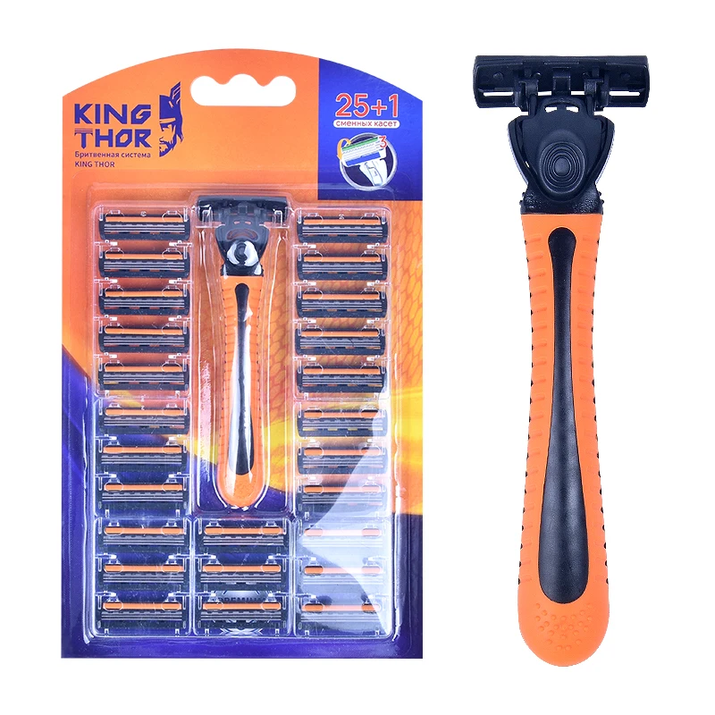Factory Wholesale Triple Blade Stainless Steel Blade Razor with Replaceable Head Shaver