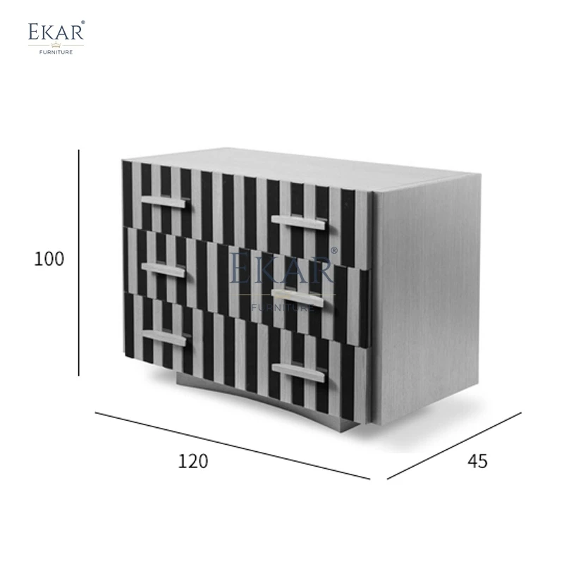 Modern Asymmetrical Stripe Hallway Cabinet Unique Glass Living Room Furniture with Ample Storage for Kitchen Use