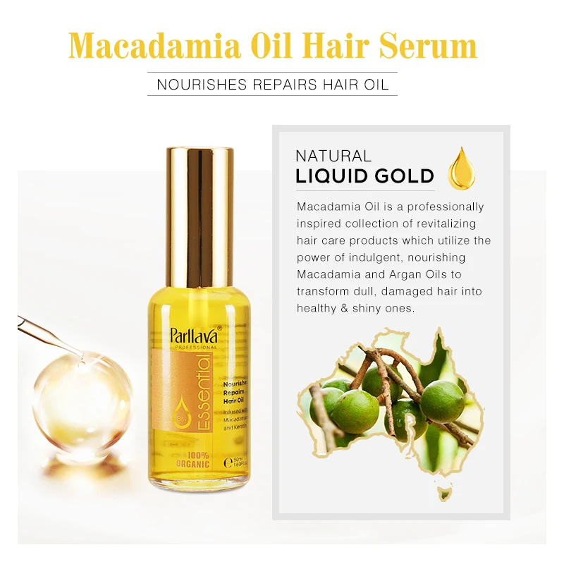Custom Wholesale Macadamia Oil Keratin Hair Oil Natural Essential Oils For Hair Growth