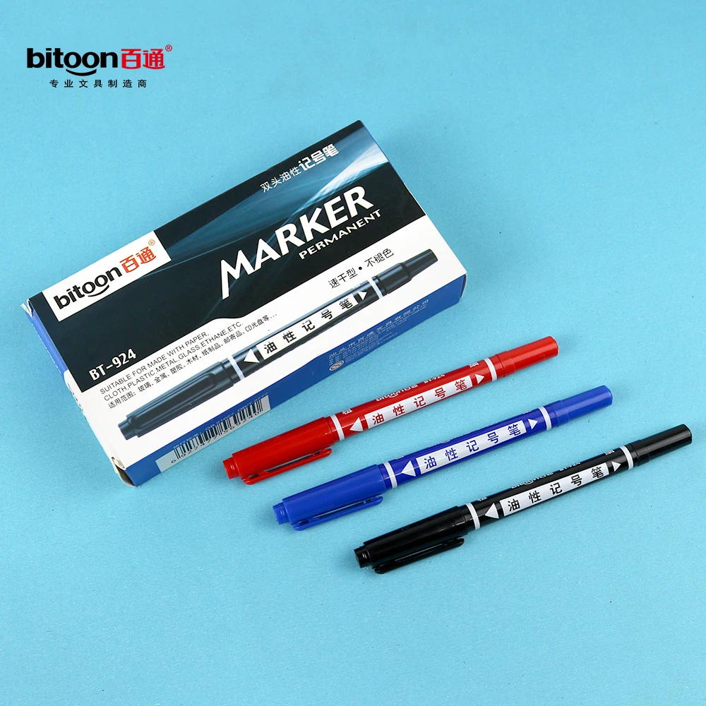 Promotional Waterproof Marker Ink Permanent Double Head Oil Based Marker Pen Paper 6mm Logistics Flat Mini Permanent Marker Box