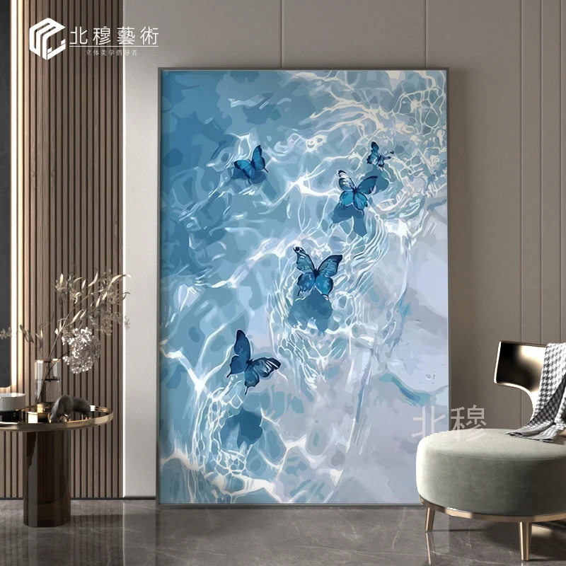 Blue Butterfly Decorative Painting Sample Living Room Decorative Painting Bathroom Wall Art Niche Bedroom Painting