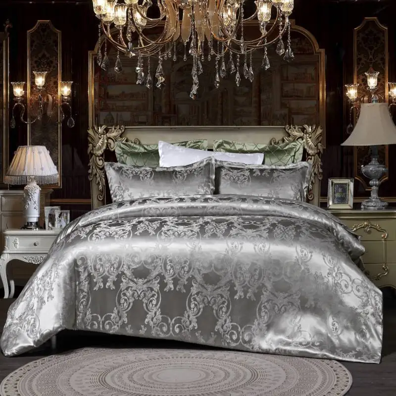 
Wholesale Luxury Polyester Satin Bedding Set Jacquard Duvet Cover 
