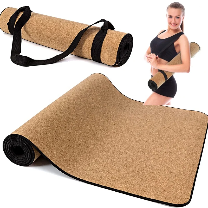 Custom Print Logo 100% Natural Rubber Cork Yoga Mats Extra Thick Eco Foldable Tpe