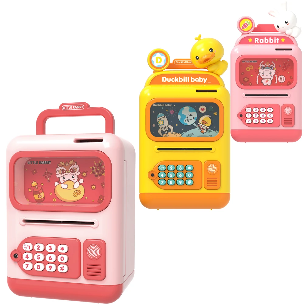2024 Hot selling product Intelligent electric fingerprint unlock save money box Duck Piggy Bank Toy juguetes para los ninos