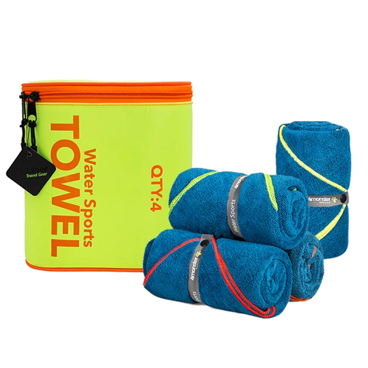 Microfiber bathroom towel high absorbent bath towel set with portable carry bag