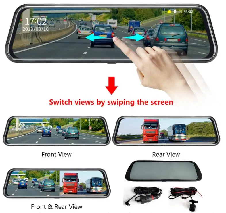 touch screen 10inch full HD rear view mirror car camera drive recorder dvr black box 2 lens hd 1080p vehicle car dvr