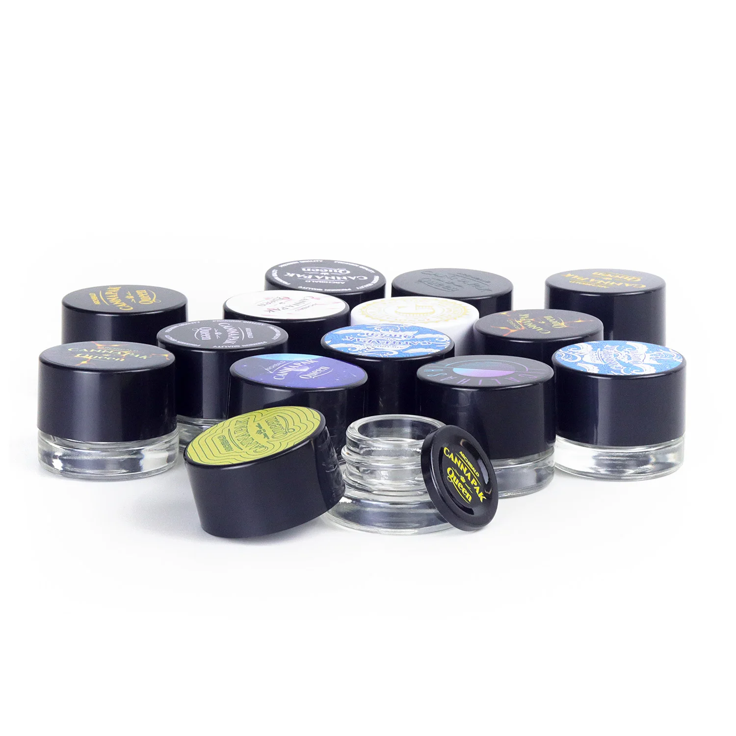 Custom Uv Glass Jars With Lids Clear Concentrate 3.5 Wax Jars Mini Small Glass Jars With Child Resistant Proof Lid