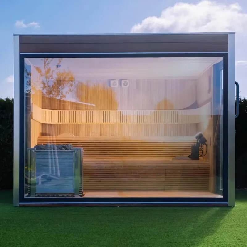 TaiZi factory sells luxury Hemlock sauna with Bluetooth speakers