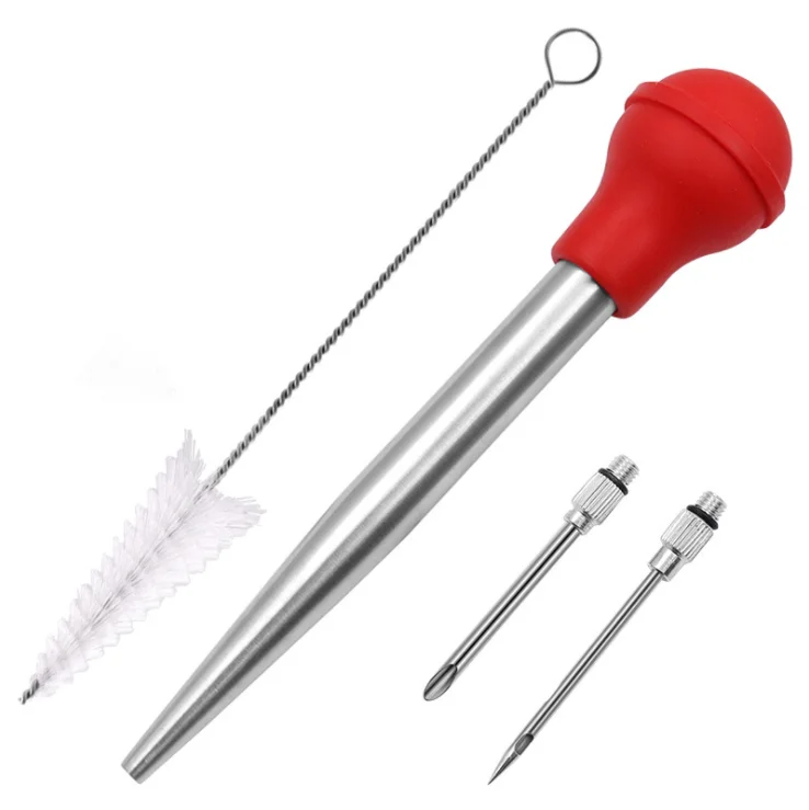 Turkey Baster Set with 2 Injector Needles for Cooking, Cleaning brush, Meat Injector Syringe for Thanksgiving Christmas