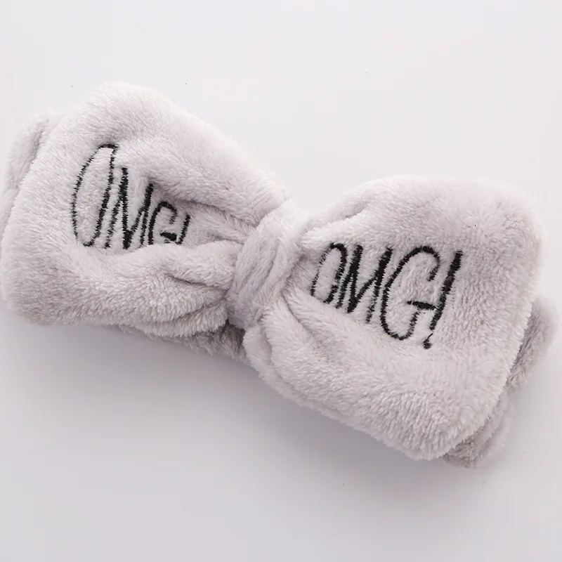 Custom Coral Velvet Elastic Face Wash Headband Skincare Makeup Band Bow Bath Spa Facial OMG Bow Hairband Headband