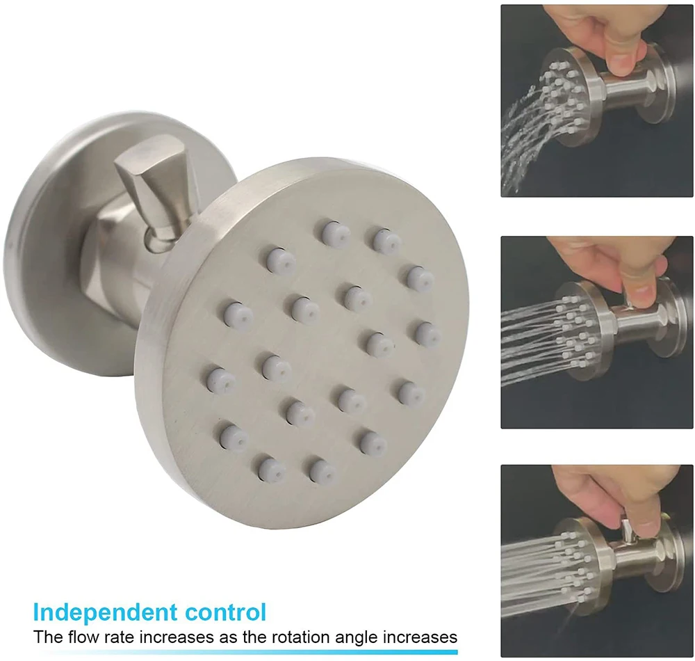 Massage Spa 4pcs Round Sprayer Water Pressure Independent Adjustable Side Wall Mount Body Multi Jets Shower Head