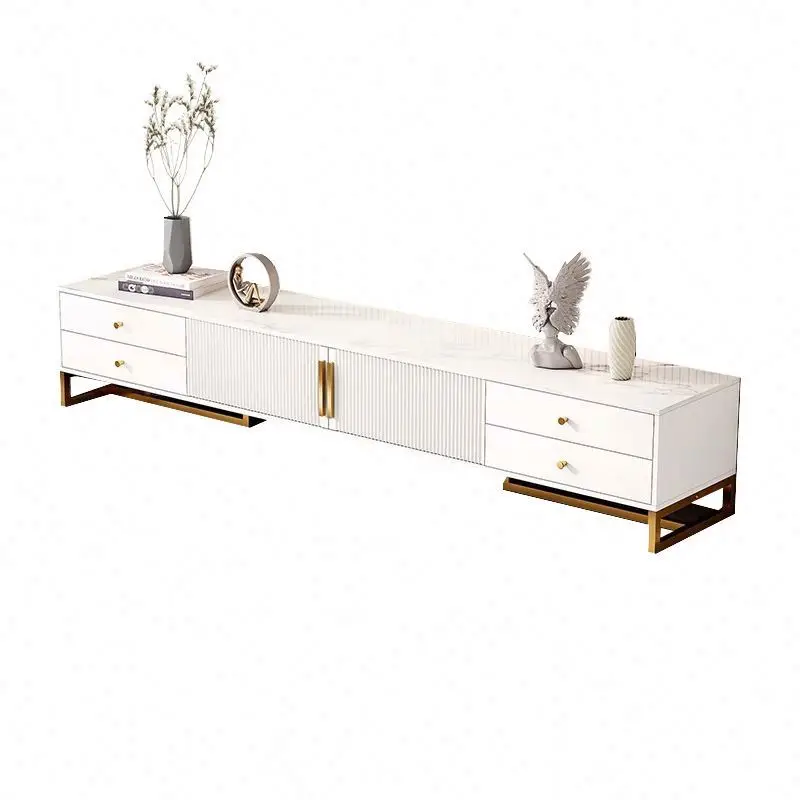Latest Design Living Room Furniture Table Bedroom Glass Shelf LED Light Tv Stand Table Cabinet Set Bedroom Modern Luxury