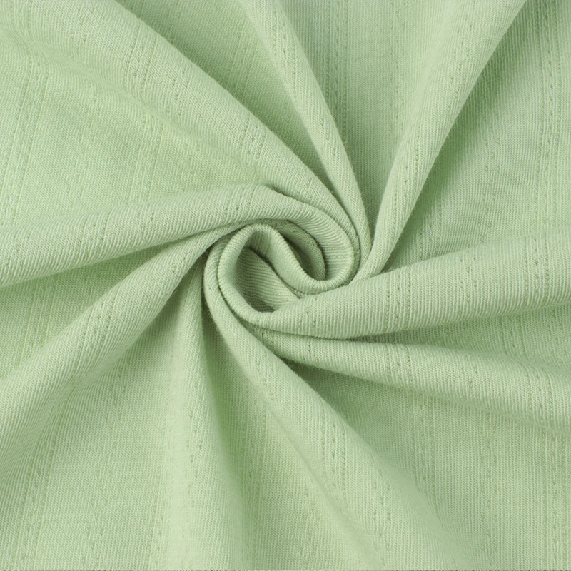 Manufacturer Knitted Pointelle Jacquard 75% Cotton 25% Nylon Fabric For T shirt Kids Baby Onesies Clothes