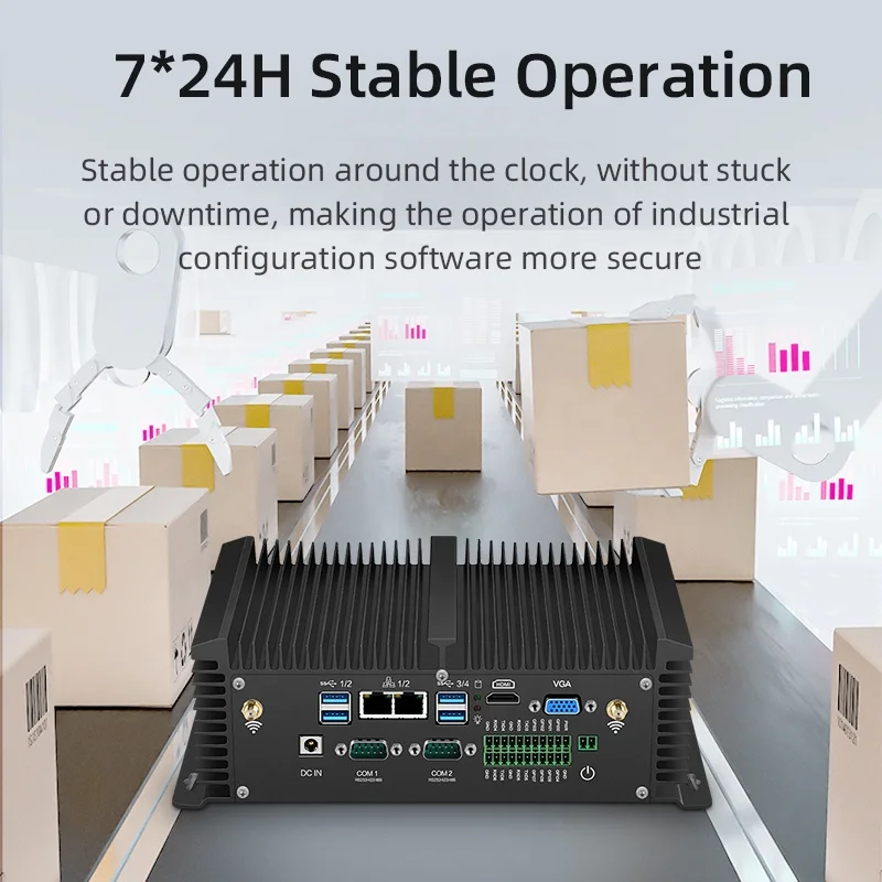 Mini PC Eanless Design Industrial Computer i5 8250U i7 7500U Dual Net Dual Serial GPIO LVDS HD High Definition Industrial Comput
