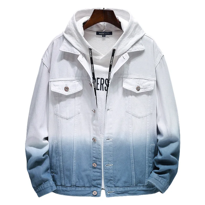 Мужская Уличная одежда в стиле «хип-хоп», персональный градиент Slim fit утепленная джинсовая куртка модная однотонная хлопковая футболка дизайн; Простая и подходит для повседневного ношения, джинсовая куртка