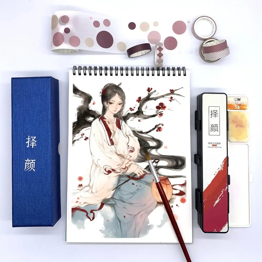 
58 Vibrant Foldable Colors Watercolor Paint Set With Three Water Brush Pens 