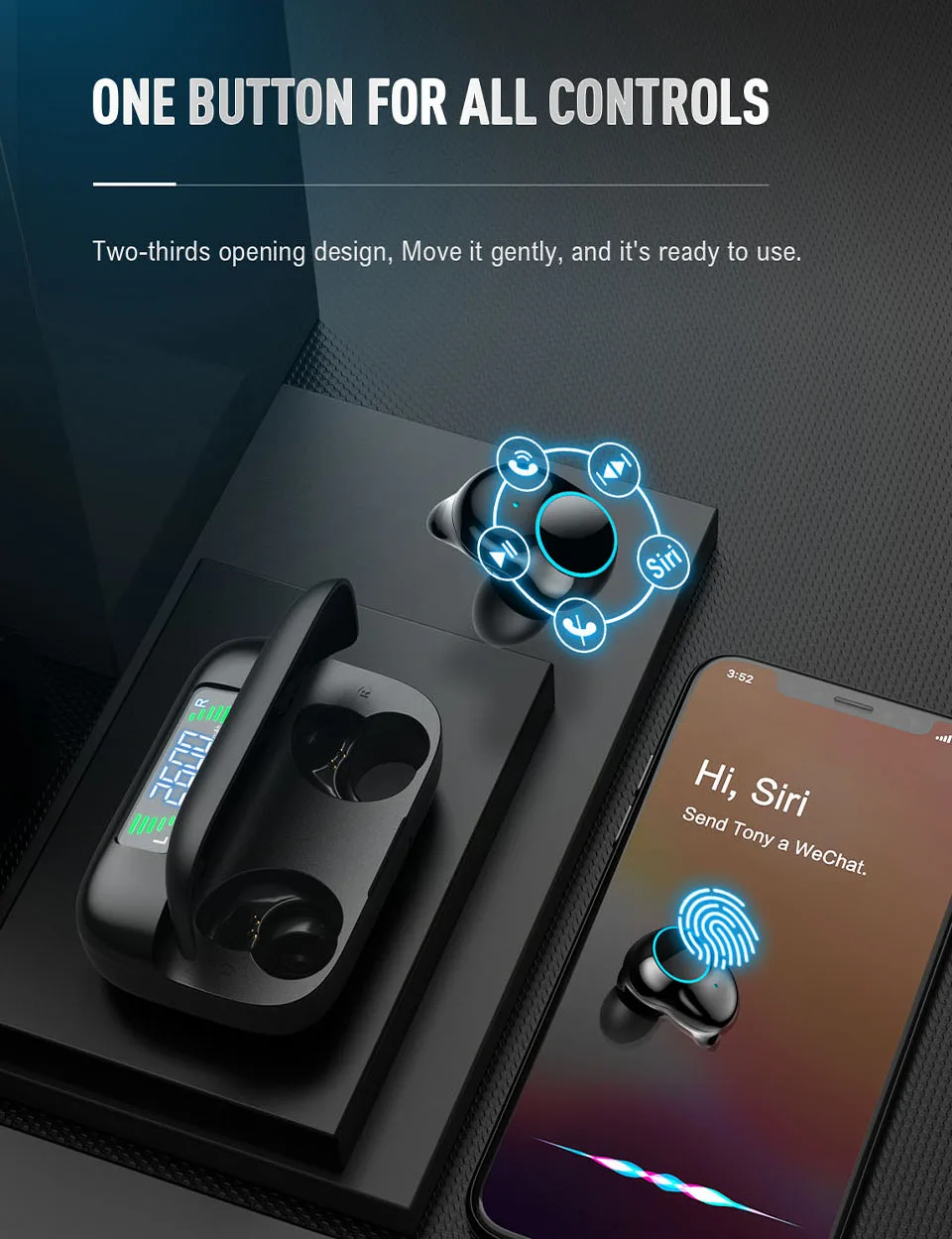 Blue tooth Wireless T3X TWS In-Ear Dual Driver Earbuds Waterproof by ODDLOOPS