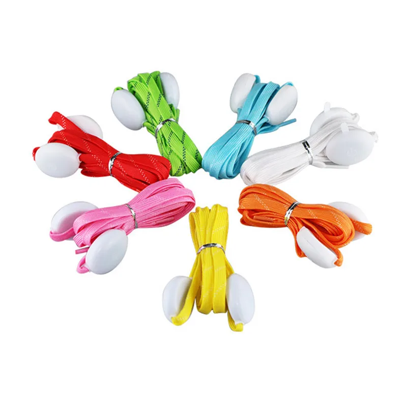 Yrunfeety Nylon LED Shoelaces Flat Glitter Shoe Laces Colorful Light Up Led Shoe Laces for Running Shoes Gift 9 Colors