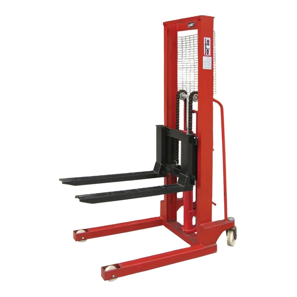 1000-2000kg Fork Width Adjustable Stacker Simple To Operate Manual Pallet Stacker Hand Lift Hydraulic Pallet Factory Low Price
