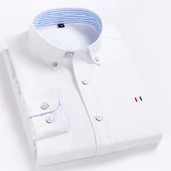 Рубашка-поло мужская с длинным рукавом, хлопок, Оксфорд, повседневная, комбинированная цвет