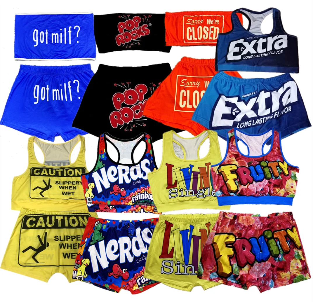 New Arrivals Summer Women Snack Short Set 2 Piece Cartoon Sets Sport Jogger Two Piece Tank Top Short Set
