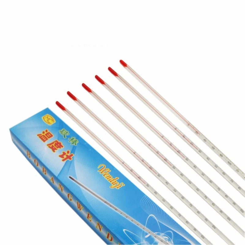 red,blue,green,black alcohol filled 300mm long thermometers 0-150C