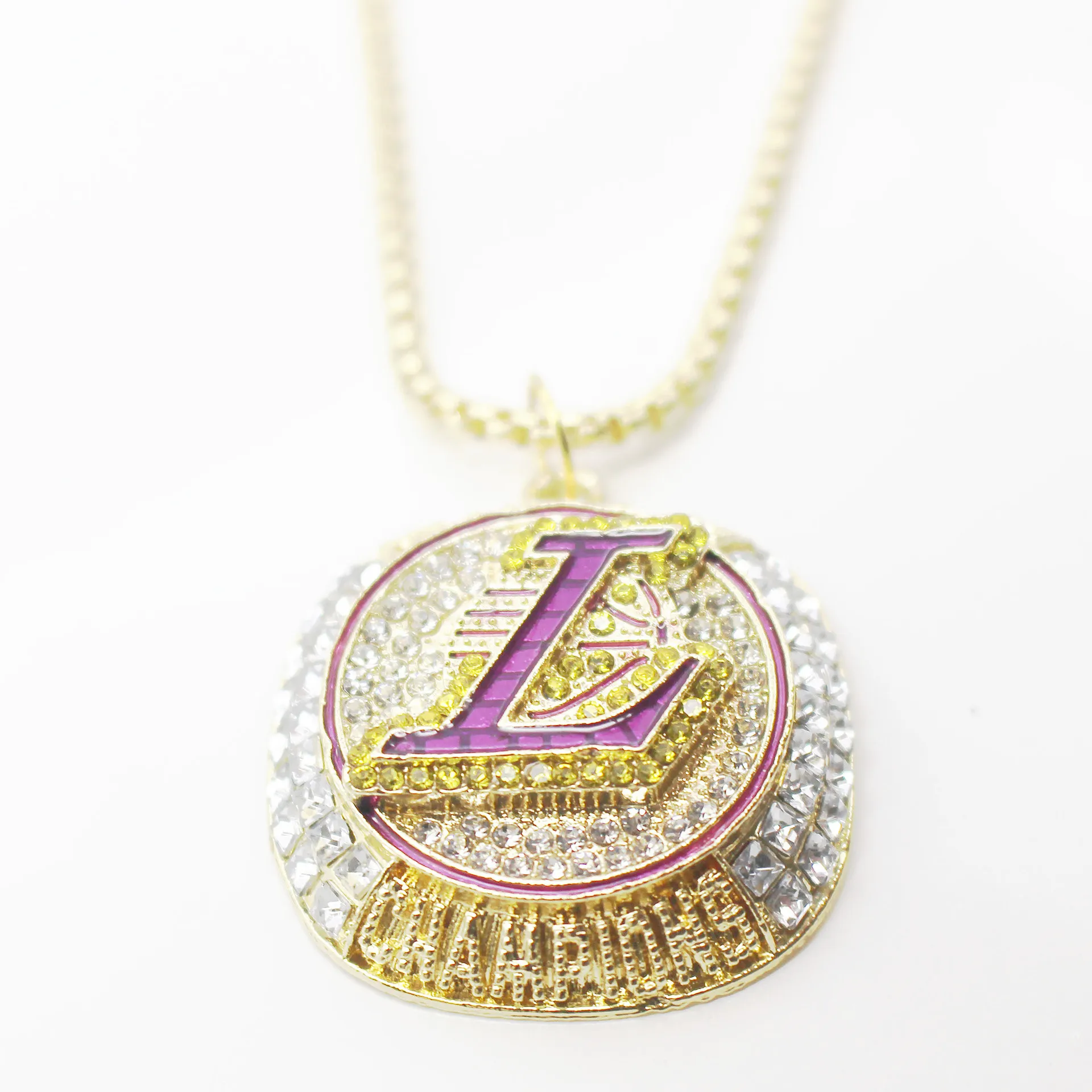 2020 Lakers Los Angeles Basketball Championship Necklace Gold Plated Hip Hop Pendant Necklace for Gift