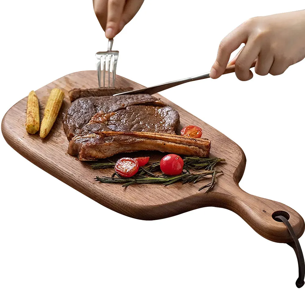 TAOTAOJU wood chopping blocks custom dinner steak cheese board solid wood with handle cutting board acacia wood pizza board