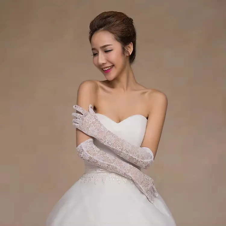 2024 новая невеста свадебное платье перчатки длинные кружевные вручную сшитые бисером свадебные