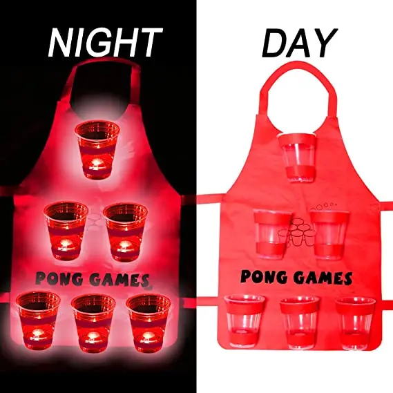 Media Light Up Beer Pong Apron, Flashing Color Pong Cups of Beer Pong Apron