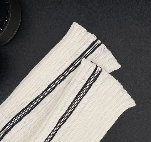 Fashion Winter Warm Knitting Ladies Zip Leg Warmers Tube Slouch Leg Warmer for Women Hot-selling