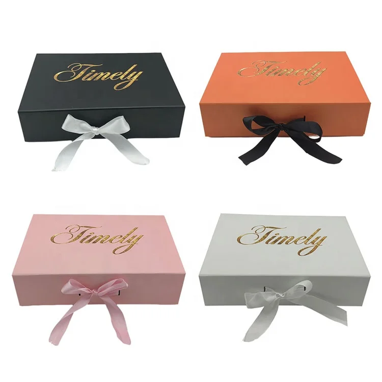 Popular paper satin gift box packaging custom weave hair boxes black folding magnetic wig packaging boxes luxury