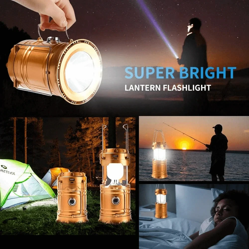 Wholesale Portable LED Solar Fan Camping Light Outdoor Camp Folding Tent Light USB Rechargeable Emergency Lighting