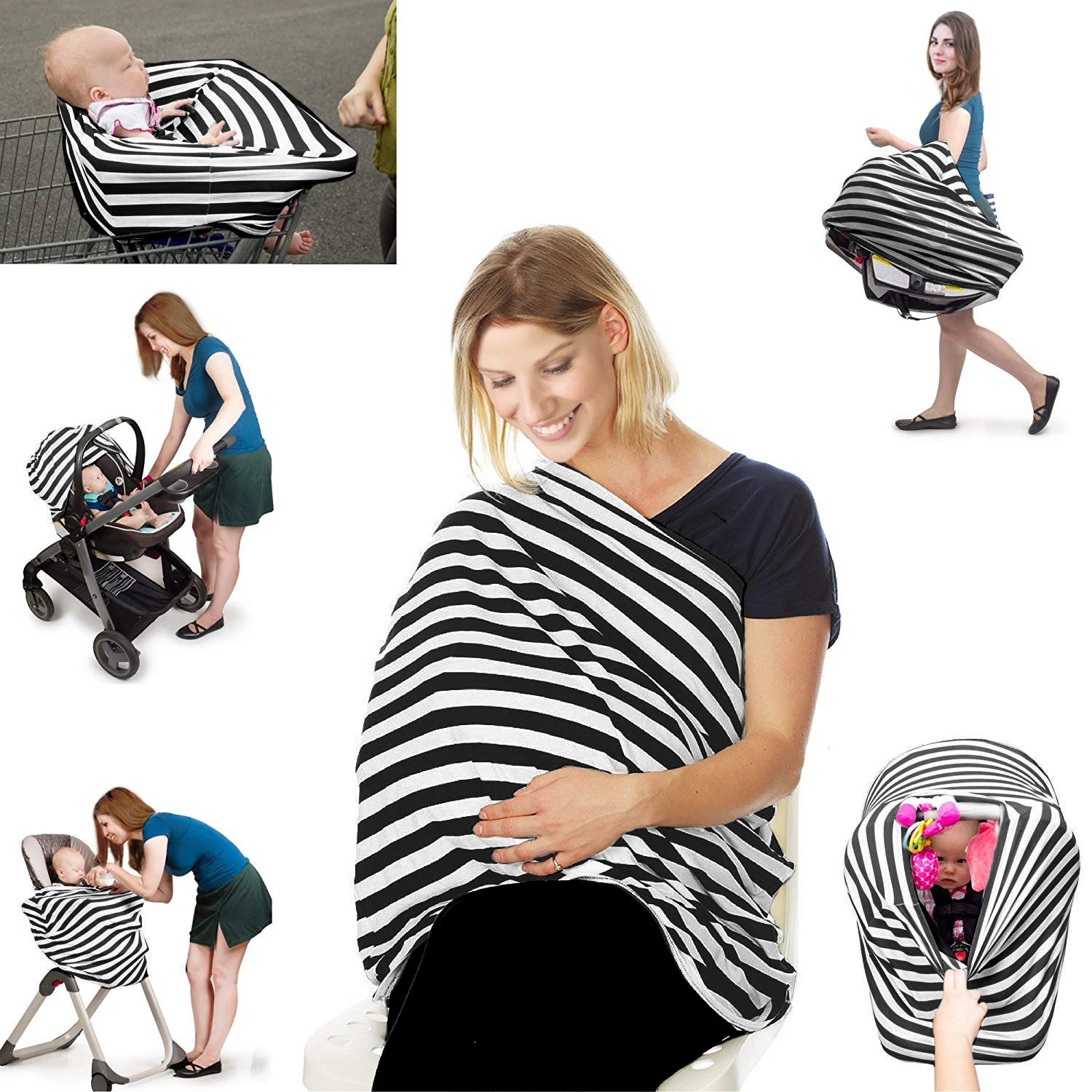 Sublimation Polyester Nursing Breastfeeding Cover Stroller Shopping Cart Baby Car Seat Covers