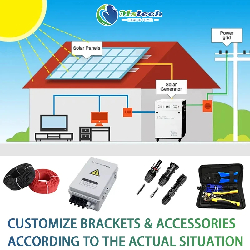 MSPV Solar Energy Storage System 15kva 4000w 5000w Hybrid All In One Solar Panels System Complete Kit Home Use Roof Mounting
