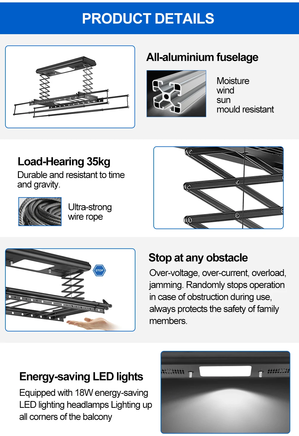 Hot Sale Folding Sterilize Clothes Dryer Ceiling Metal Automatic Clothes Drying Rack Balcony Ceiling Mounted For Laundry Shop
