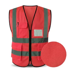 Safety Reflective Vest Mesh Fabric Running Red Hight Visibility Strip Reflective Jacket