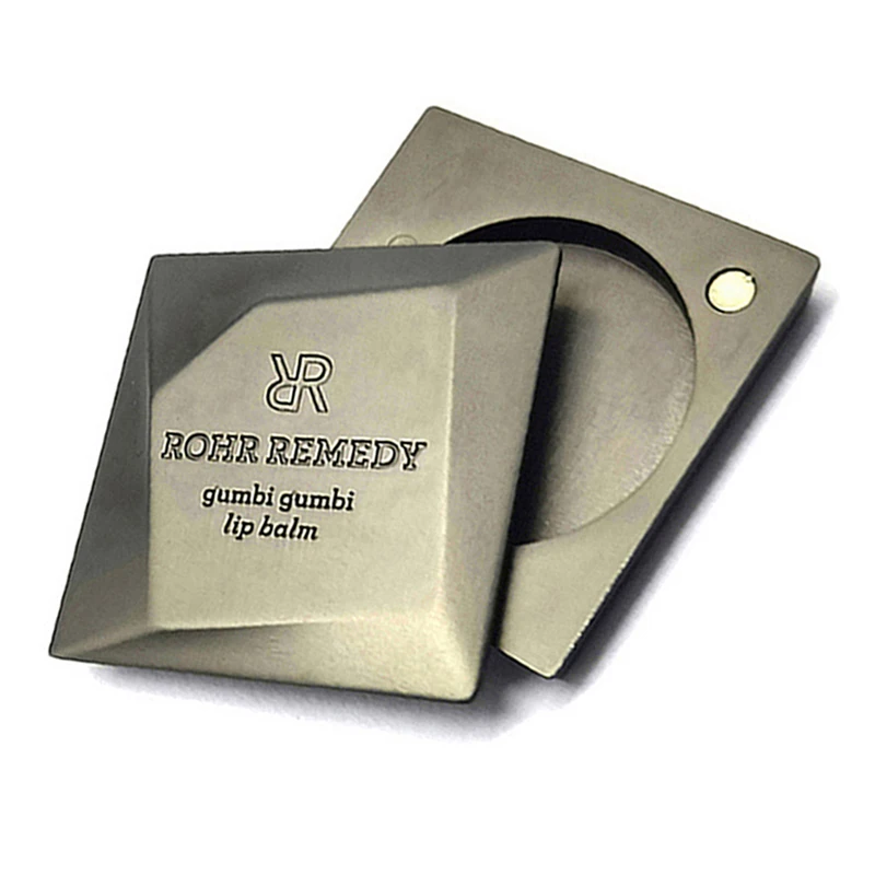 engraved logo refillable lip balm tin container